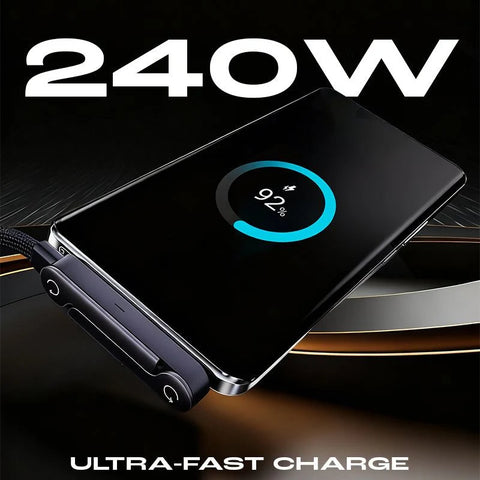 240W Braided Fast Charge Cable With Built-in Phone Stand