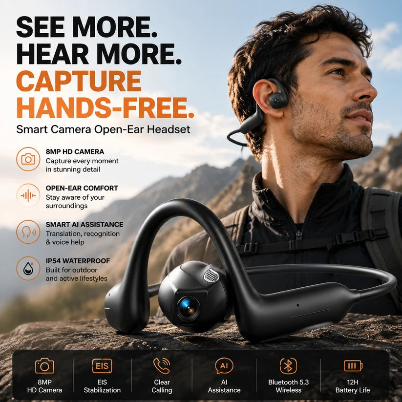 AI Smart Open-Ear Camera Headset
