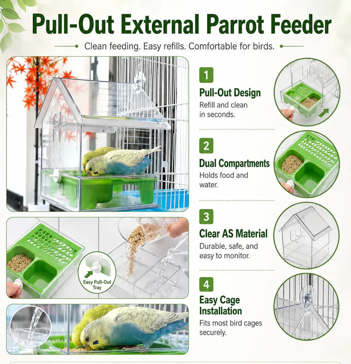 Pull-Out External Parrot Feeder