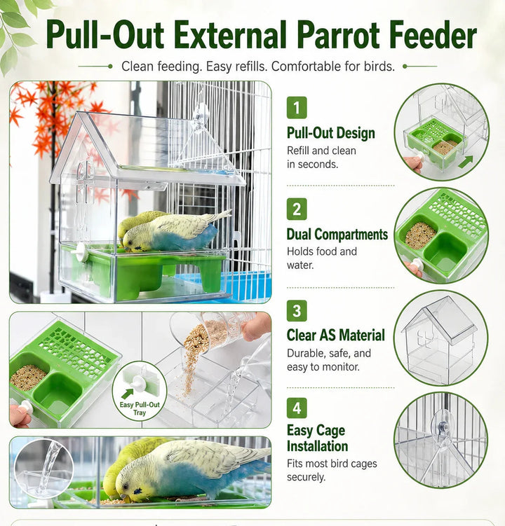 Pull-Out External Parrot Feeder