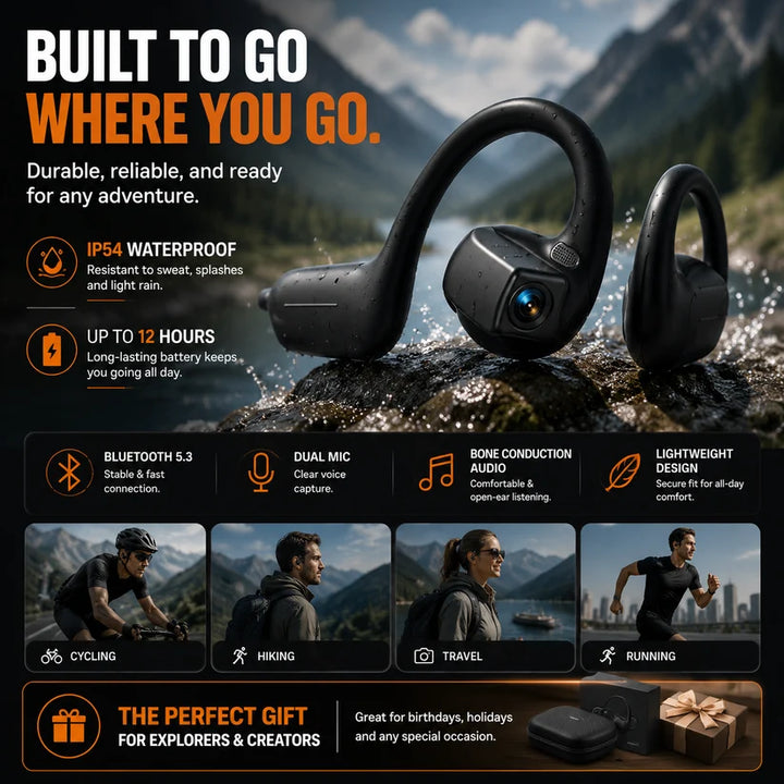 AI Smart Open-Ear Camera Headset