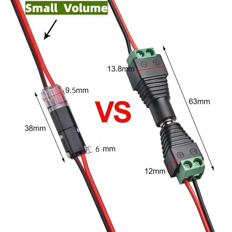 Double-Wire Plug-in Connector Led Light Strip Connectors 2 Pin