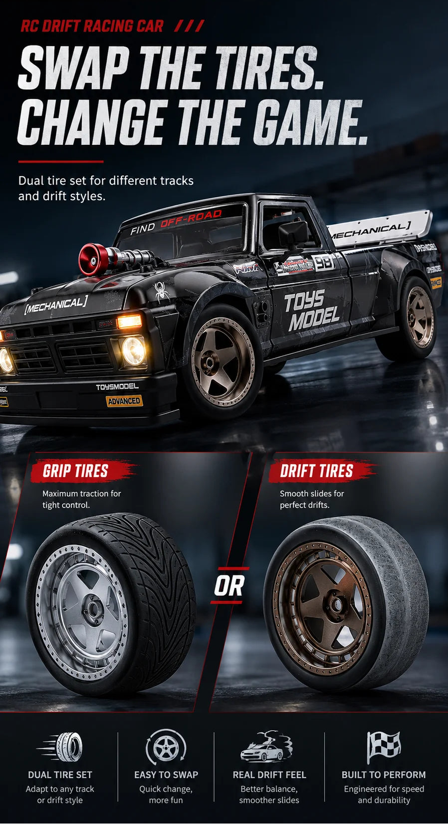 1:24 4WD Full Scale Drift Car RC Remote Control Drift Model Car