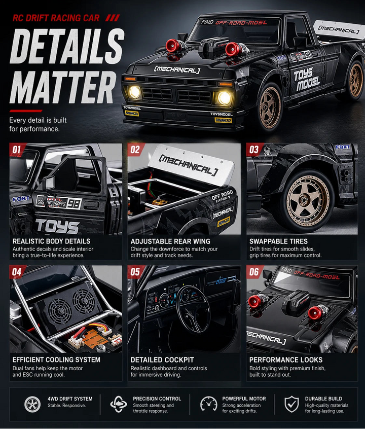 1:24 4WD Full Scale Drift Car RC Remote Control Drift Model Car