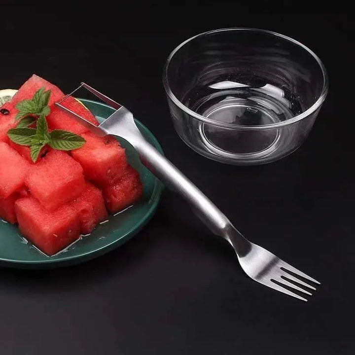 2 In 1 Multi-Purpose Portable Watermelon Slicer Cutter Knife Stainless Steel