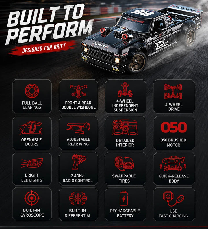 1:24 4WD Full Scale Drift Car RC Remote Control Drift Model Car