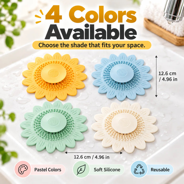 Sunflower Silicone Drain Cover, Hair Catcher & Odor Blocker