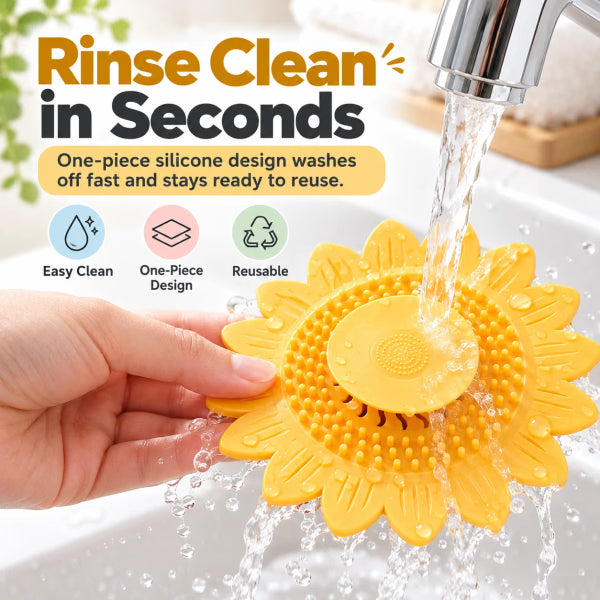 Sunflower Silicone Drain Cover, Hair Catcher & Odor Blocker