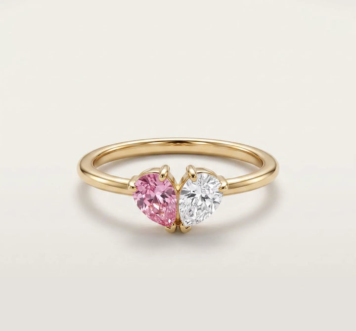 Heart-Shaped Birthstone Zircon Ring, 18K Gold-Plated