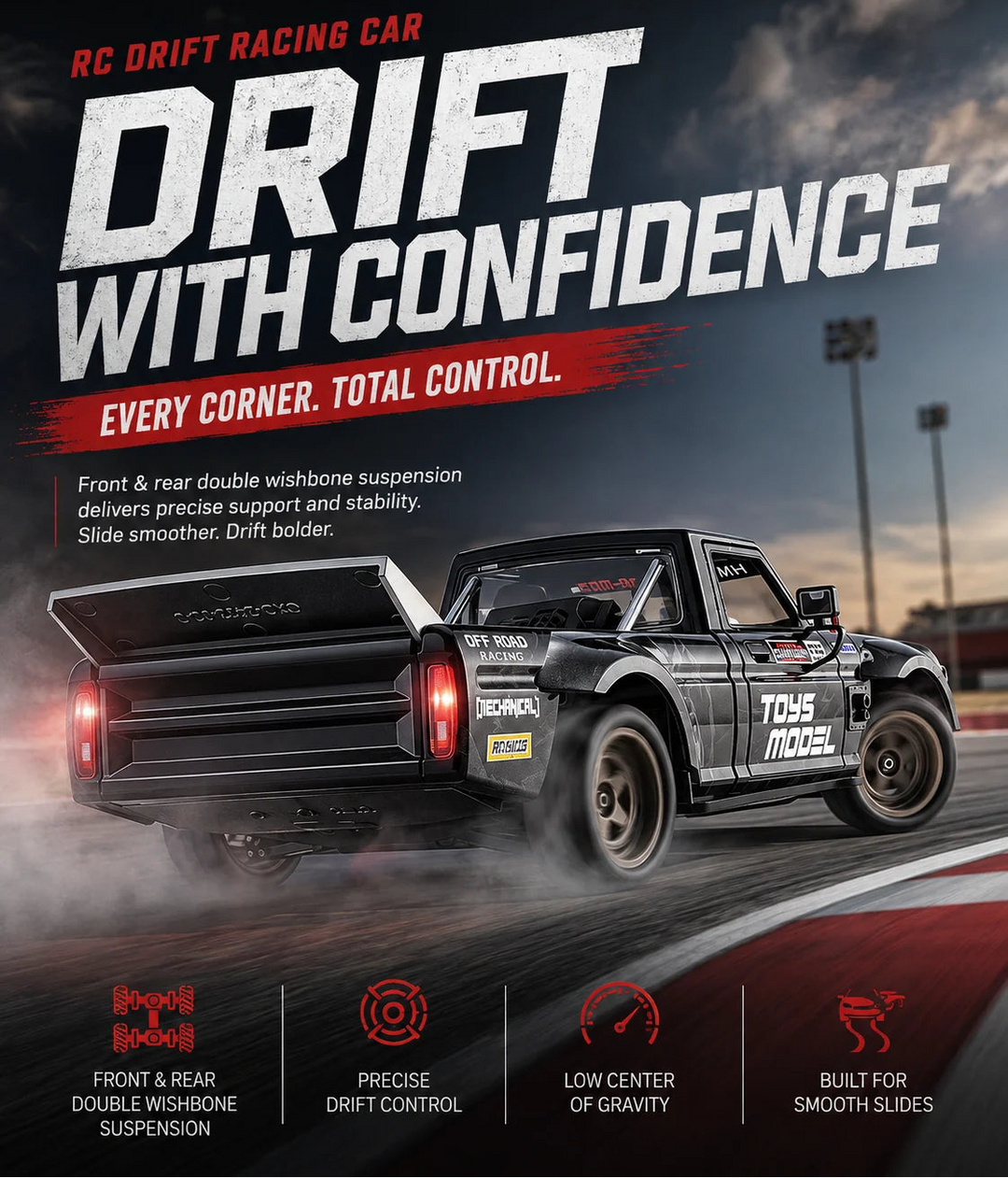 1:24 4WD Full Scale Drift Car RC Remote Control Drift Model Car