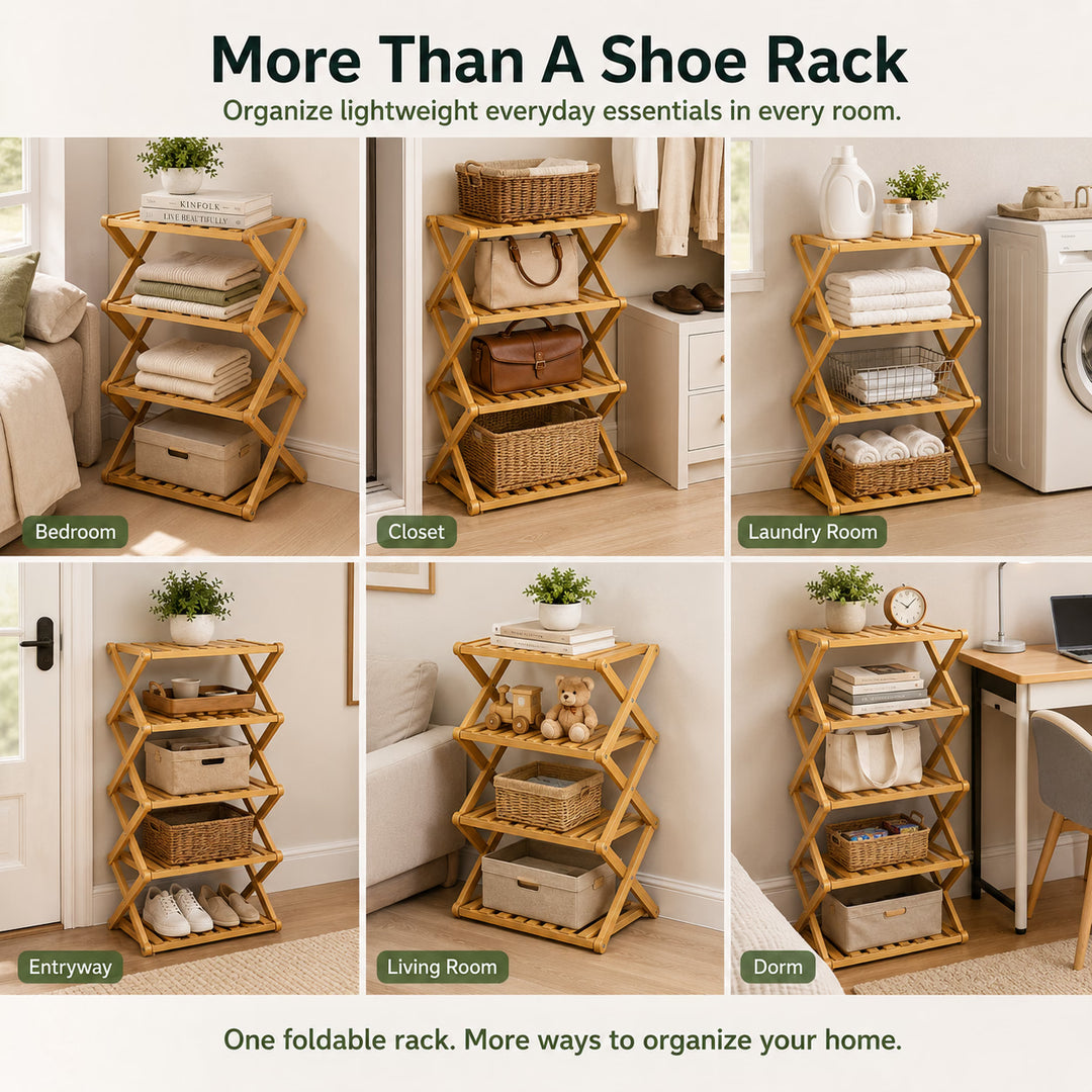 Bamboo Folding Shoe Rack