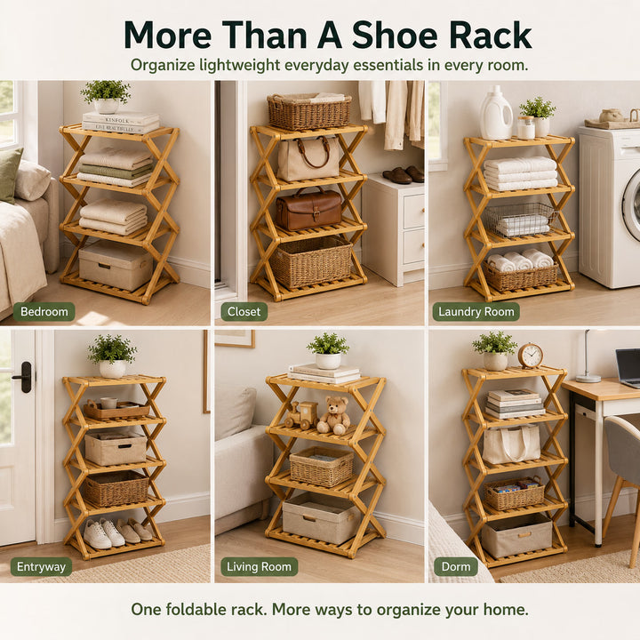Bamboo Folding Shoe Rack