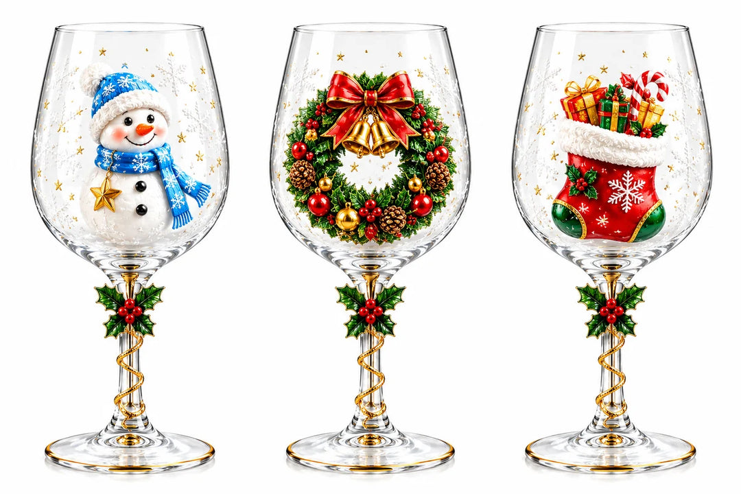 Beautiful Christmas wine glasses