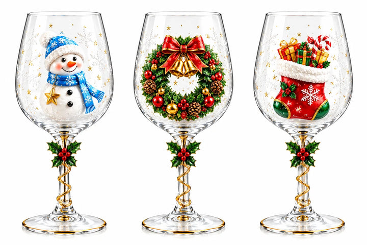 Beautiful Christmas wine glasses