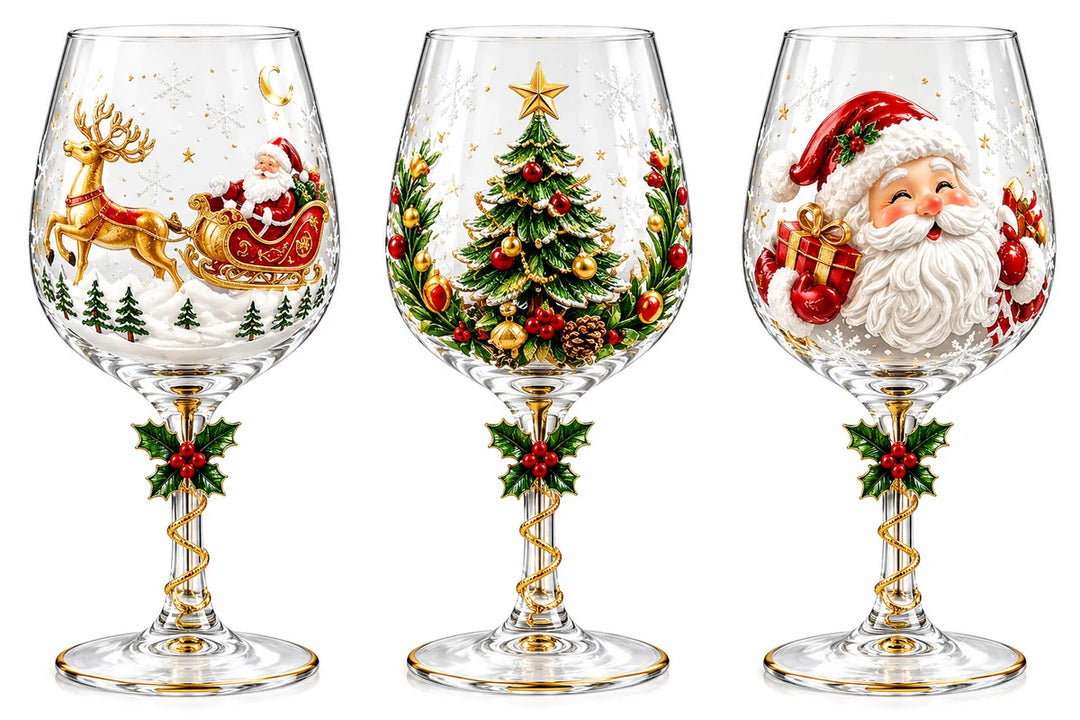 Beautiful Christmas wine glasses