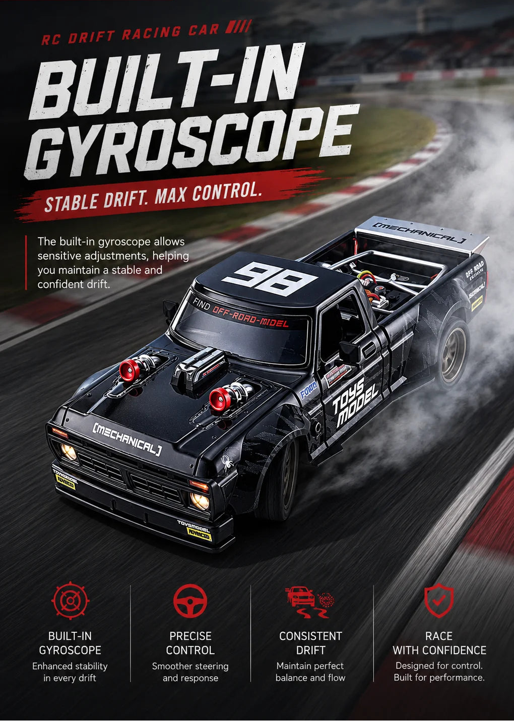 1:24 4WD Full Scale Drift Car RC Remote Control Drift Model Car