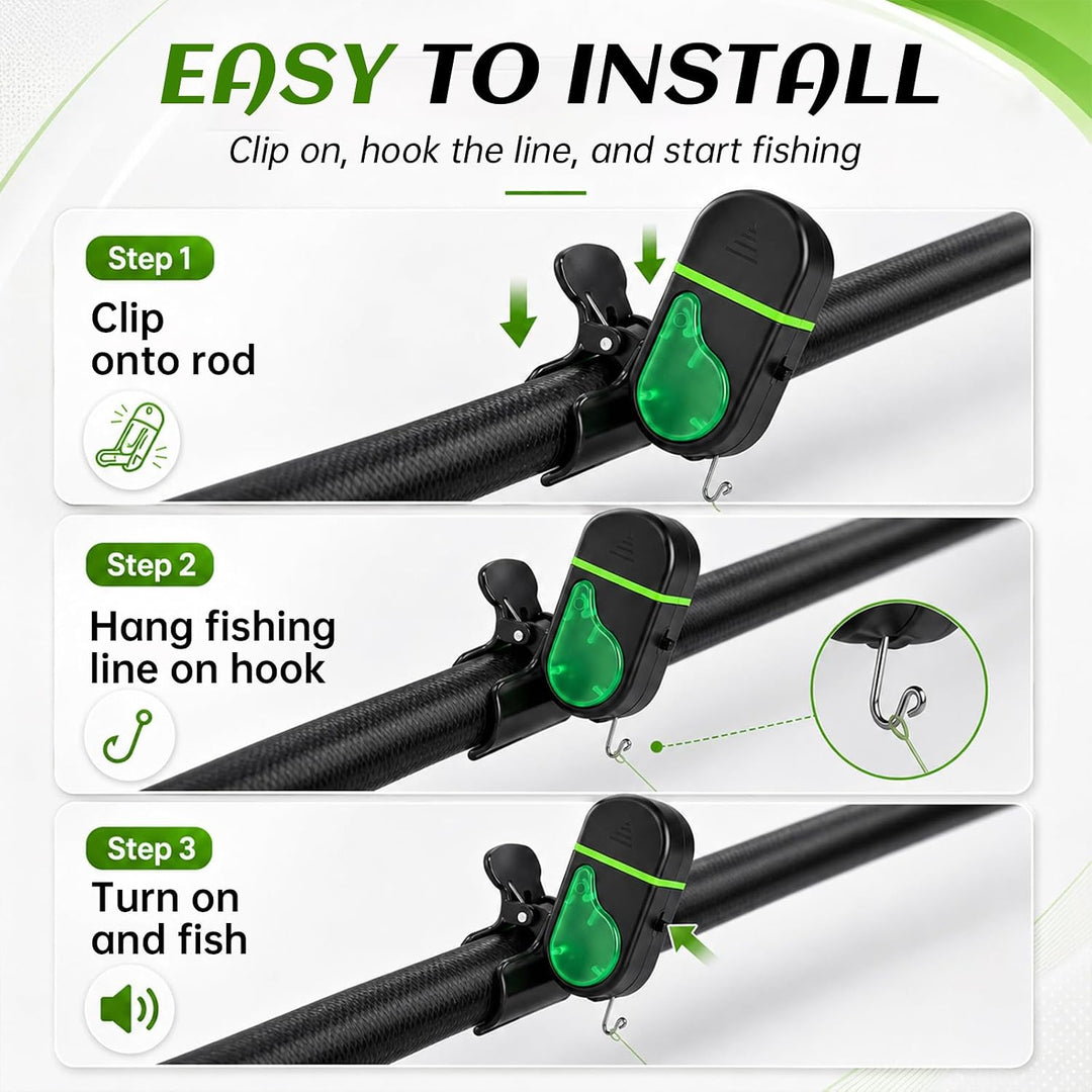 Fishing Bite Alarm，LED Bite Alarms for Rod Tip Detection