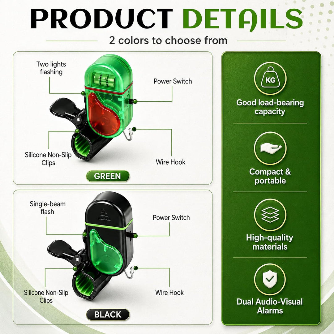 Fishing Bite Alarm，LED Bite Alarms for Rod Tip Detection