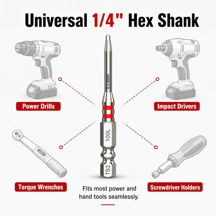 Magnetic Hex Screwdriver Bit Set, 1/4" Shank