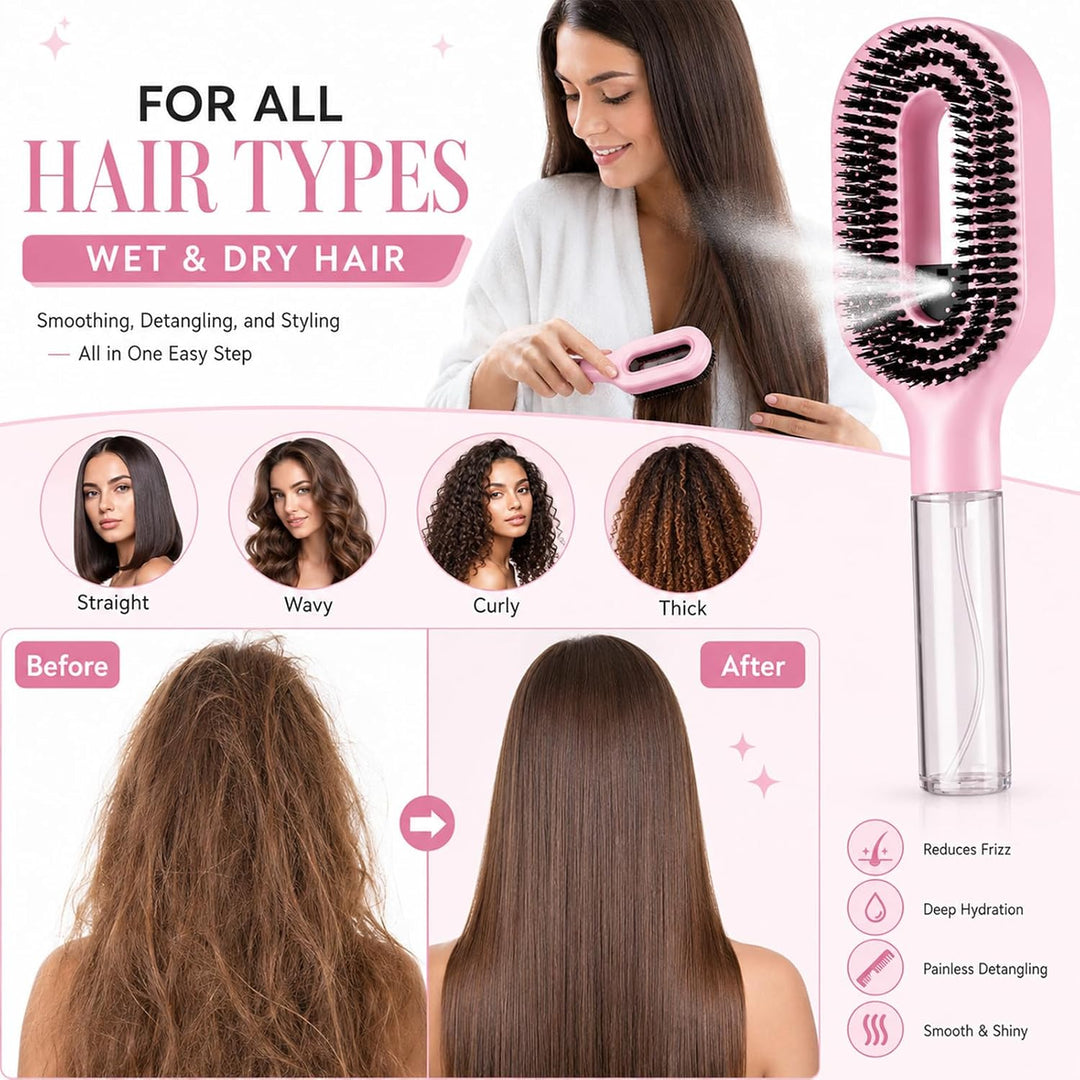 Hair Brush with Water Spray