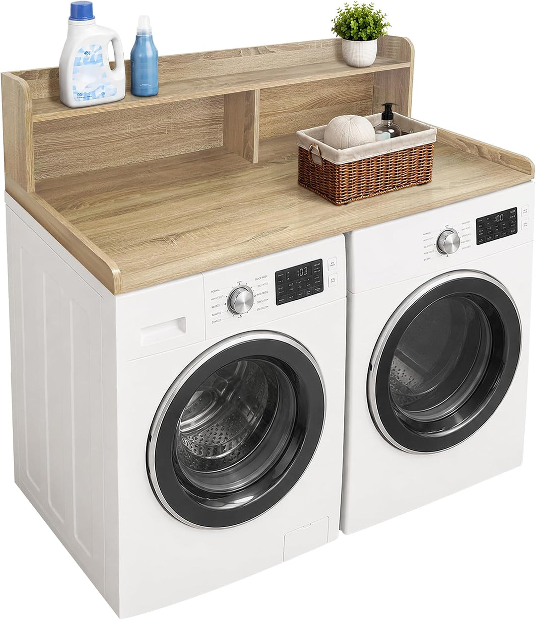 Laundry Countertop with 2-Tier Shelf Universal Fit