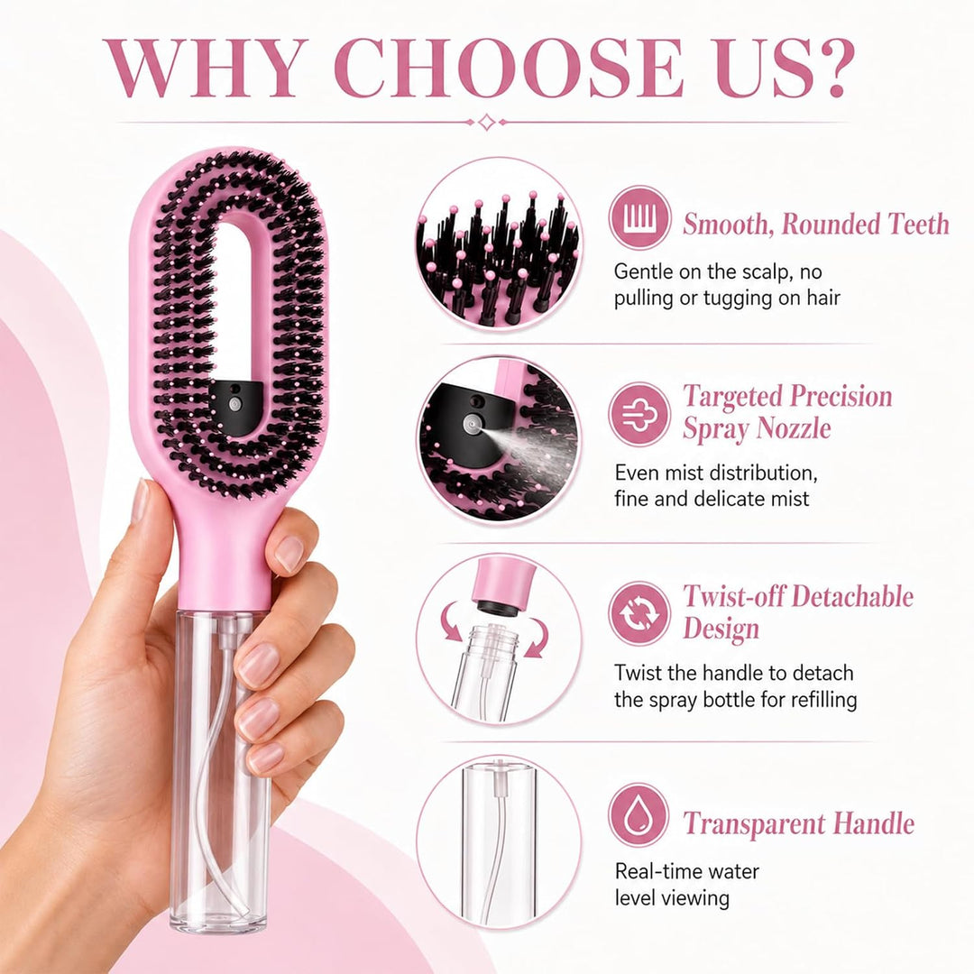 Hair Brush with Water Spray