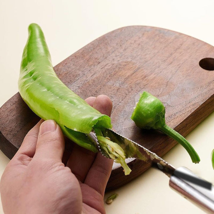 Pepper Corer, Kitchen Tool Set with Serrated Slice for Chili, Fruit, Vegetable