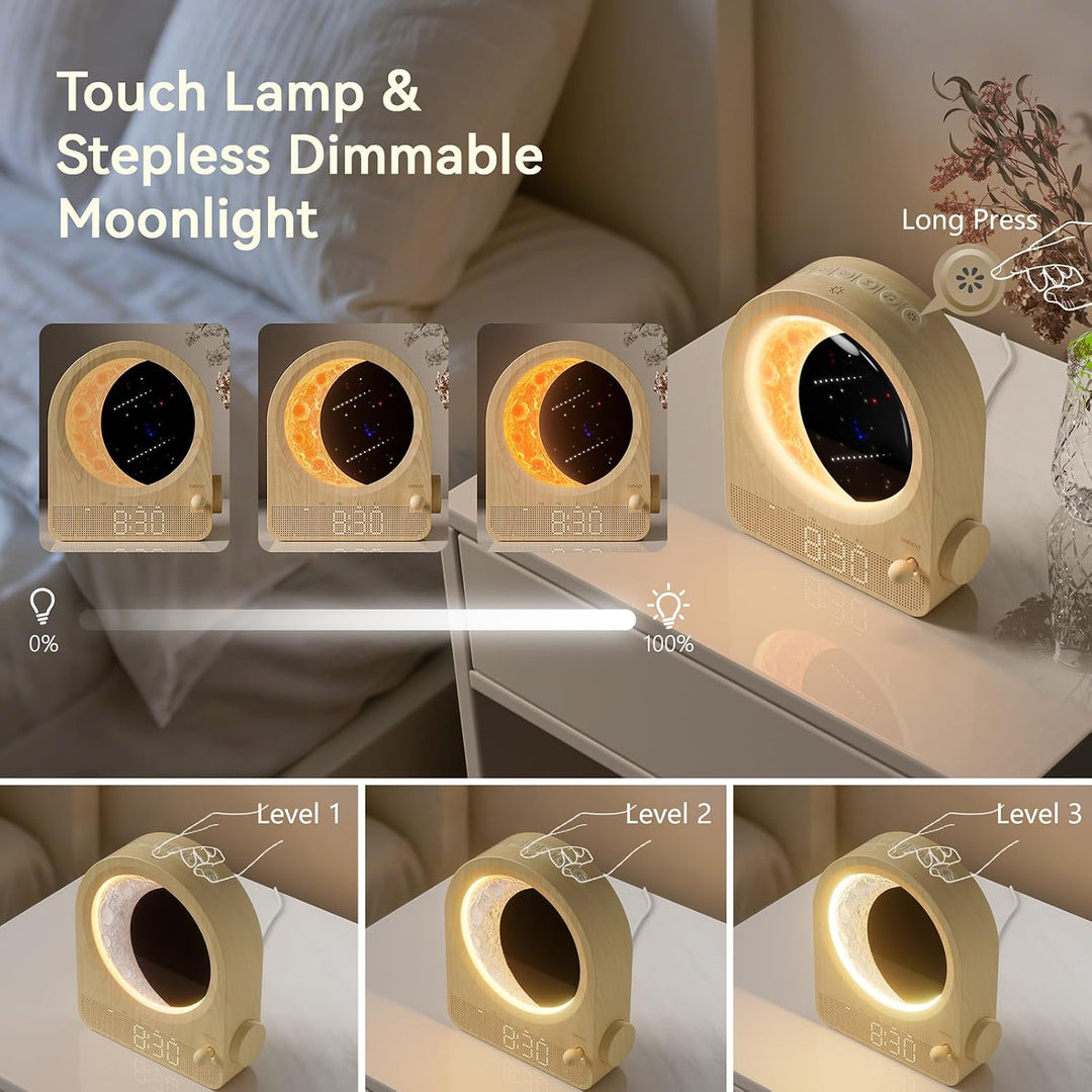 Moon Lamp with Luminous Alarm Clock