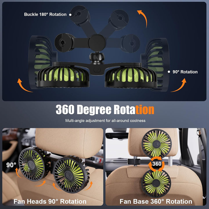 Dual Head Mini USB Car Fan
