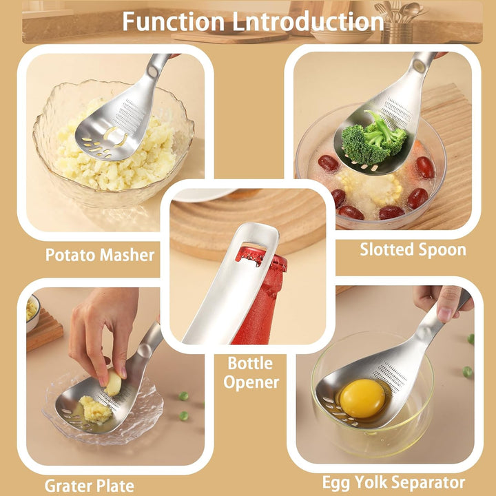 5-in-1 Multifunctional 304 Stainless Steel Cooking Spoon