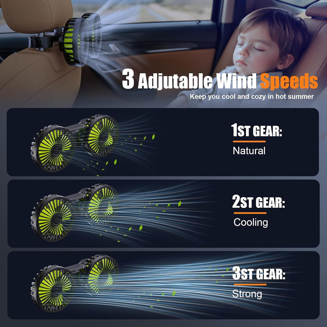 Dual Head Mini USB Car Fan