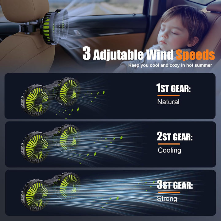 Dual Head Mini USB Car Fan