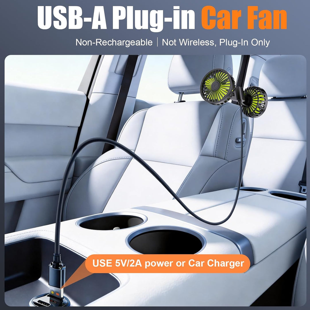 Dual Head Mini USB Car Fan