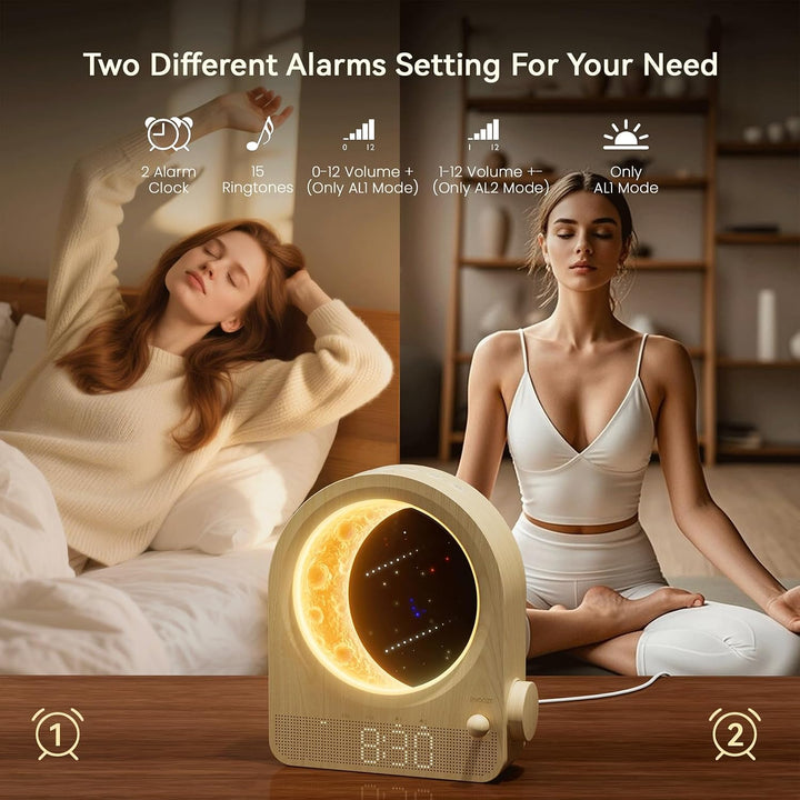 Moon Lamp with Luminous Alarm Clock