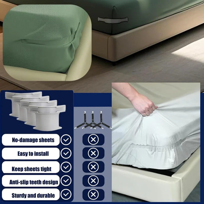4-Pack Heavy Duty Bed Sheet Clips, Locking Mattress Corner Holders