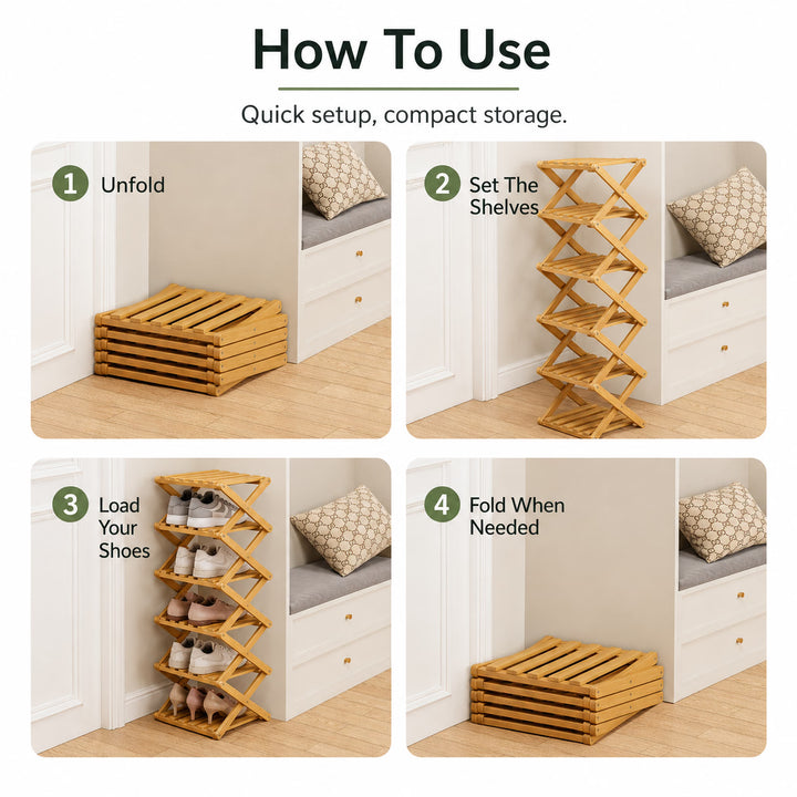 Bamboo Folding Shoe Rack