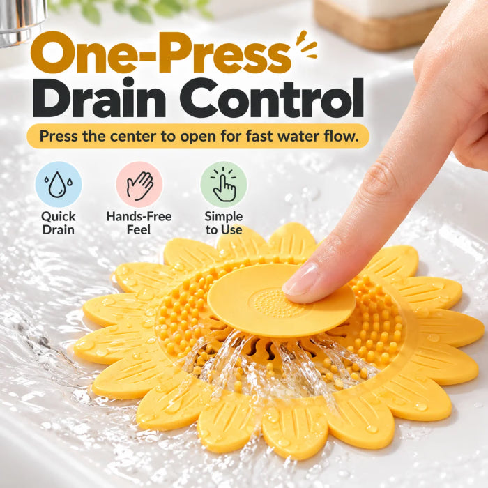 Sunflower Silicone Drain Cover, Hair Catcher & Odor Blocker