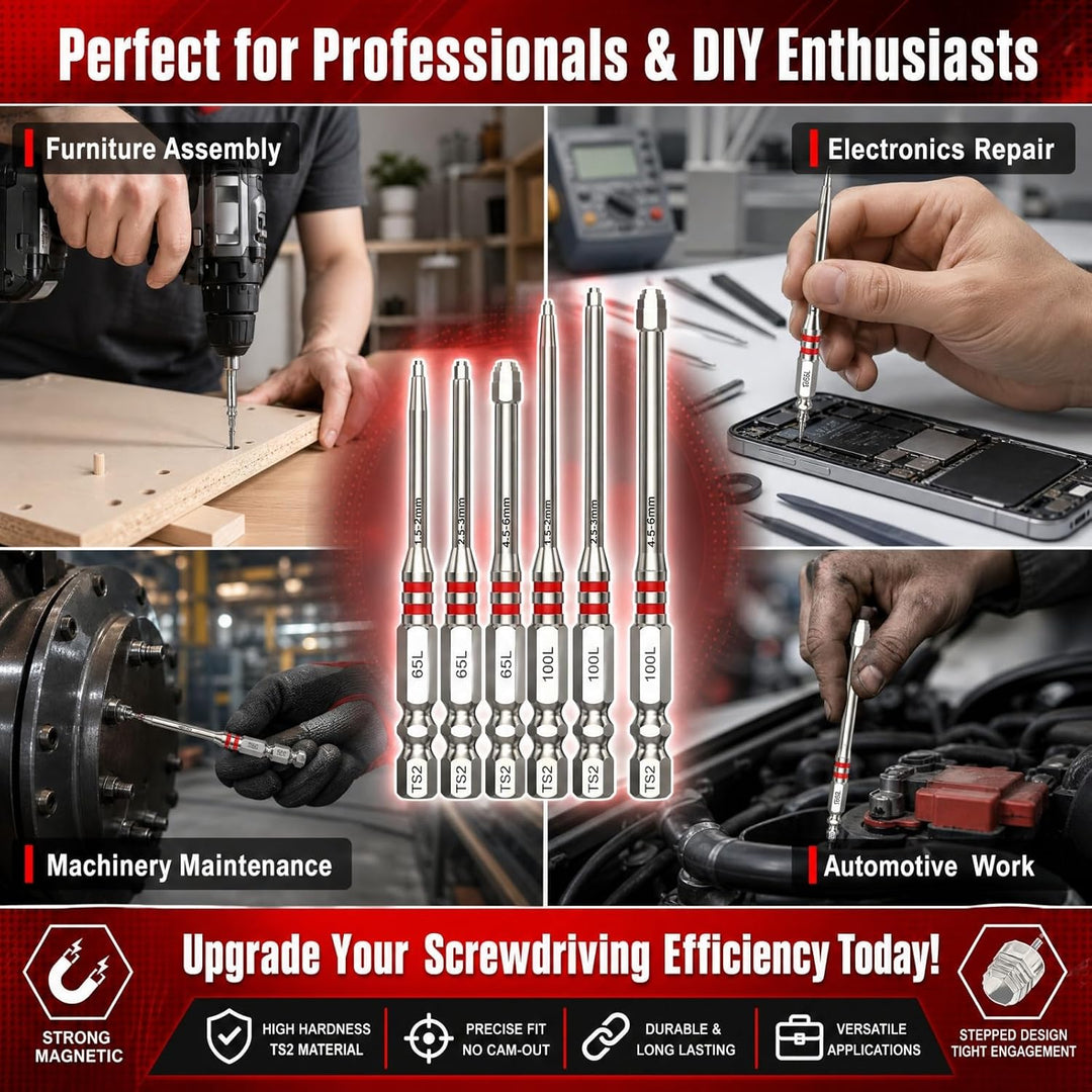 Magnetic Hex Screwdriver Bit Set, 1/4" Shank