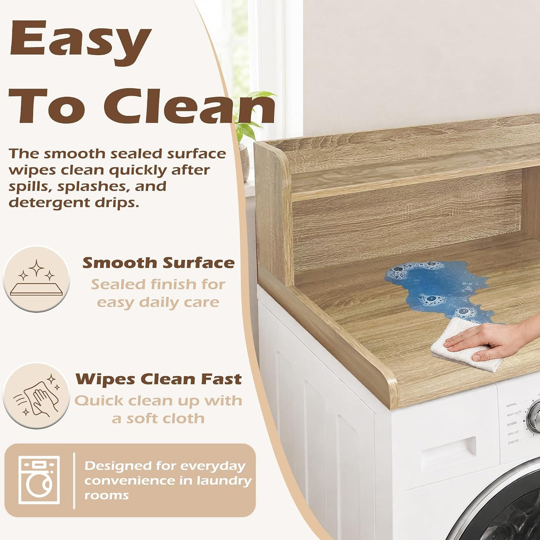 Laundry Countertop with 2-Tier Shelf Universal Fit