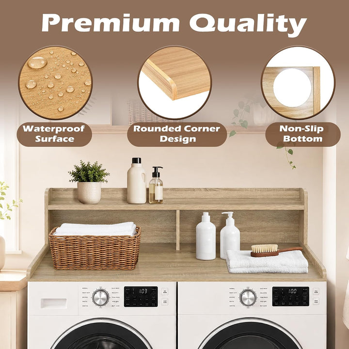 Laundry Countertop with 2-Tier Shelf Universal Fit