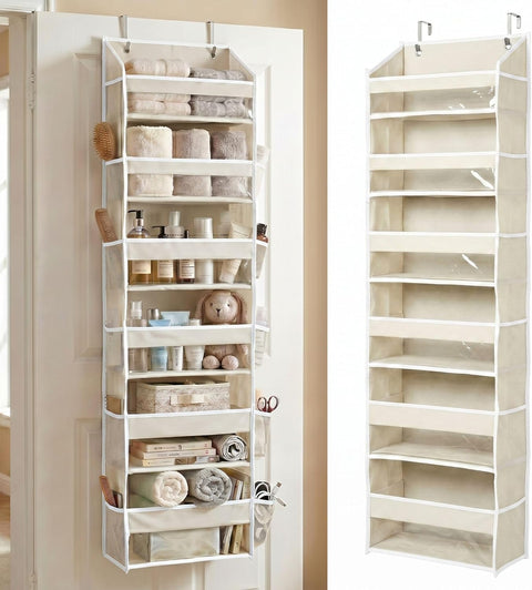 6-Tier Over-the-Door Organizer, 100D Fabric, Ivory
