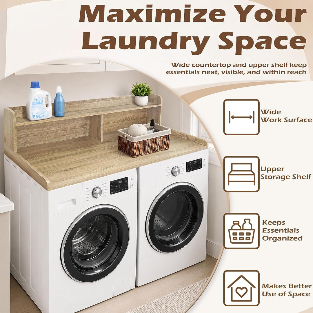 Laundry Countertop with 2-Tier Shelf Universal Fit