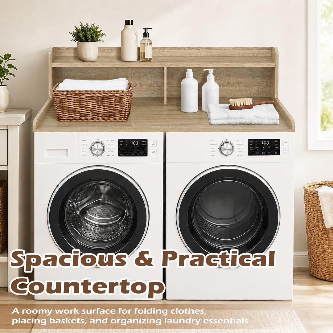 Laundry Countertop with 2-Tier Shelf Universal Fit