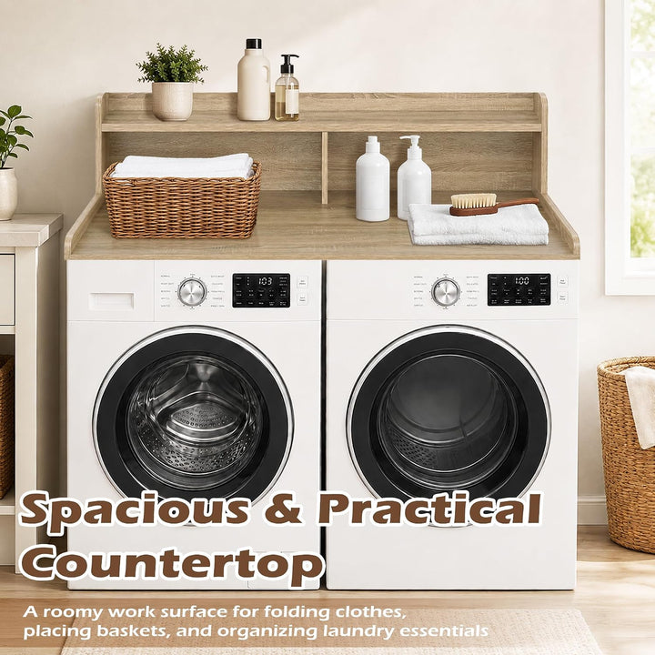 Laundry Countertop with 2-Tier Shelf Universal Fit