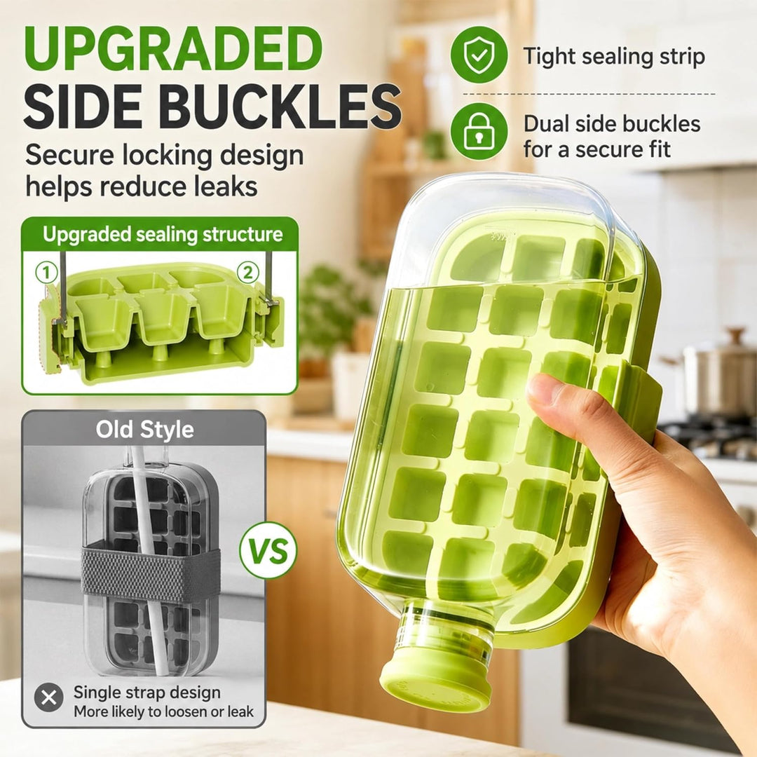 2-in-1 Ice Cube Bottle with Straw, Dual-Seal Lid