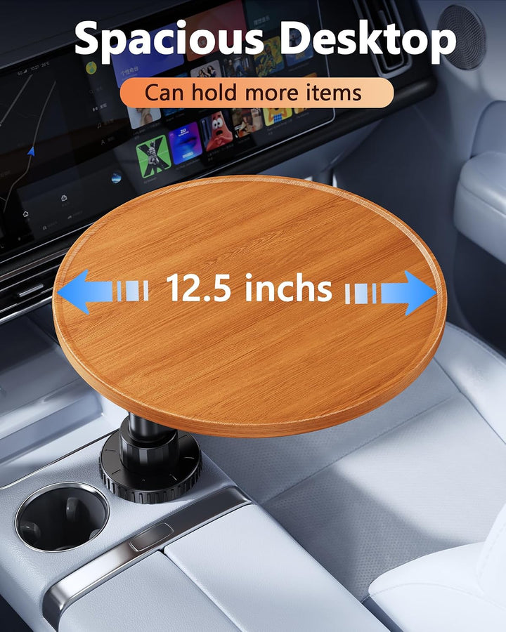 360° Rotating Wood Car Cup Holder Tray & Laptop Desk