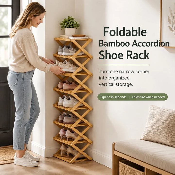 Bamboo Folding Shoe Rack