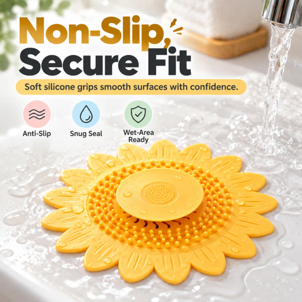 Sunflower Silicone Drain Cover, Hair Catcher & Odor Blocker