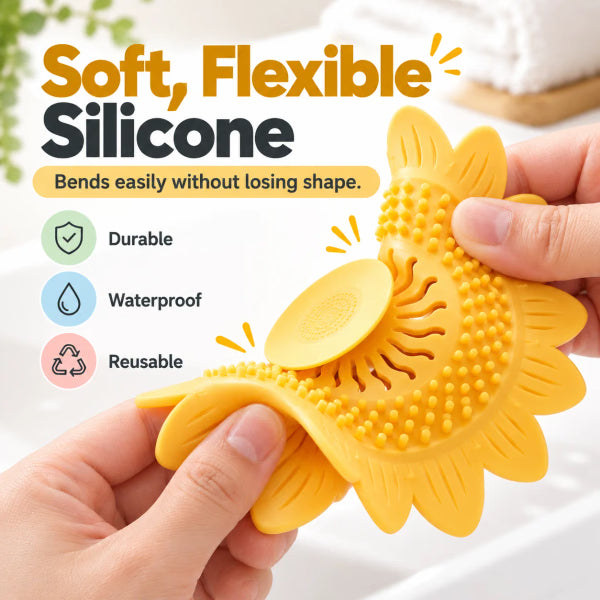 Sunflower Silicone Drain Cover, Hair Catcher & Odor Blocker