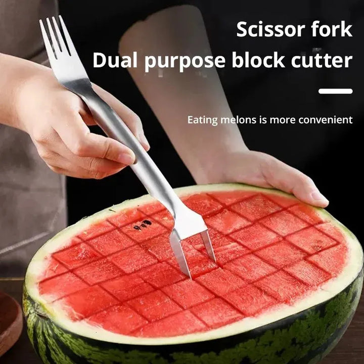 2 In 1 Multi-Purpose Portable Watermelon Slicer Cutter Knife Stainless Steel